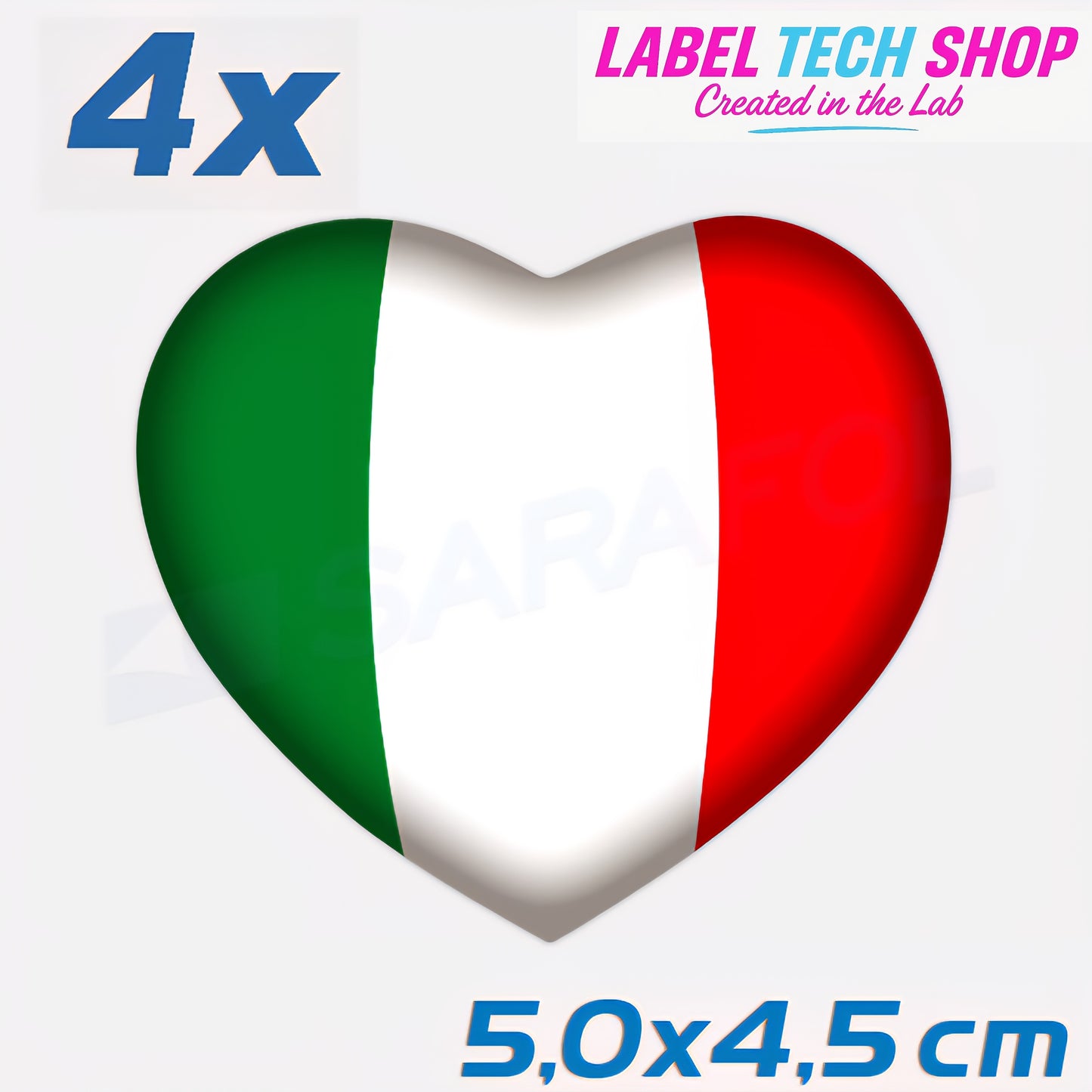 4x Italia/Italien Aufkleber Herz 5×4,5cm Flagge Italien Adesivo Cuore Sticker 046