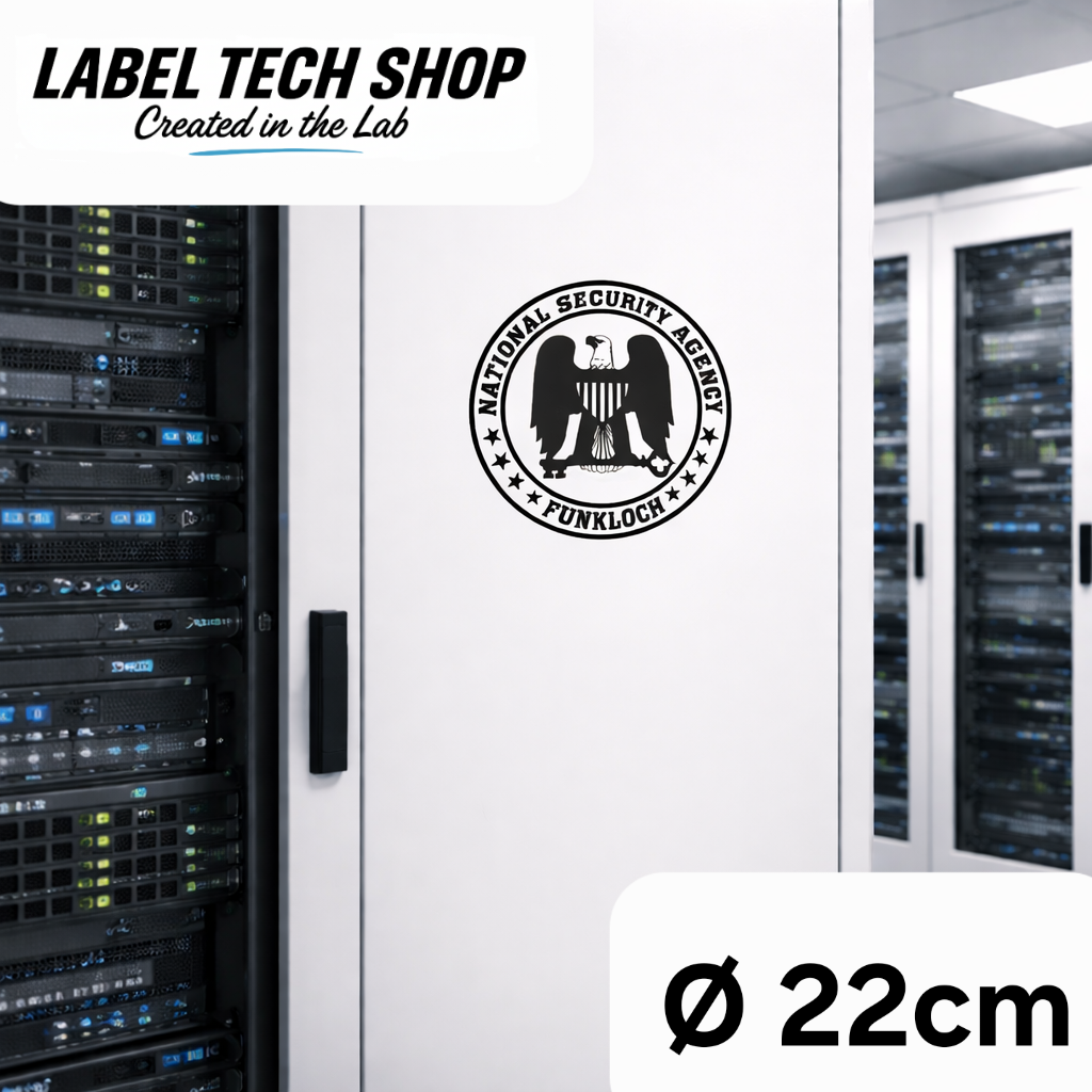NSA Funkloch Sticker 22cm Ø – IT Humor Aufkleber für Tresor, Dokumente & Akten (128)
