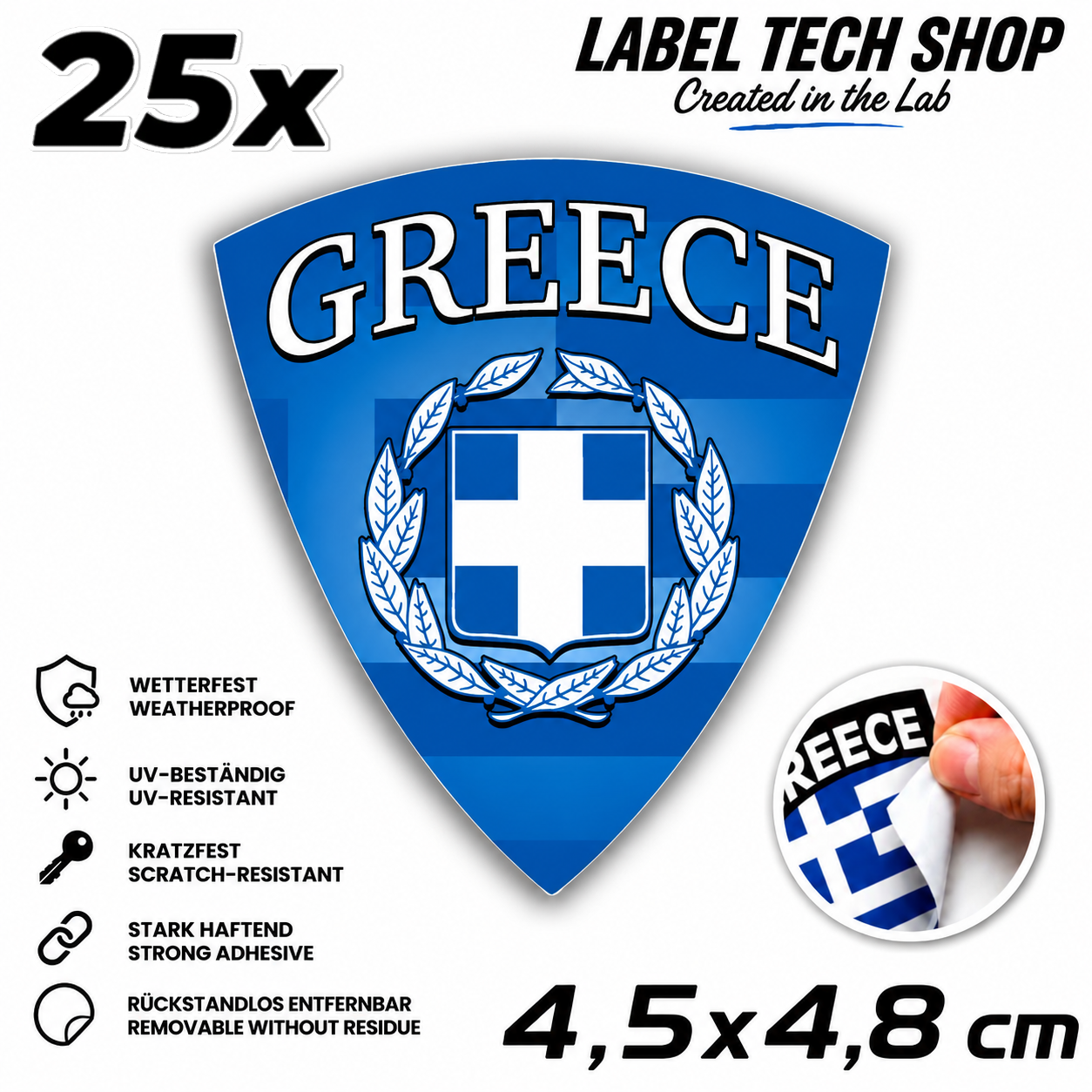 🇬🇷 Greece Sticker Αυτοκόλλητο Ελλάδας Greece Sticker Flag Flagge Wappen Emblem Auto Helm 4,5x4,8cm NR.115