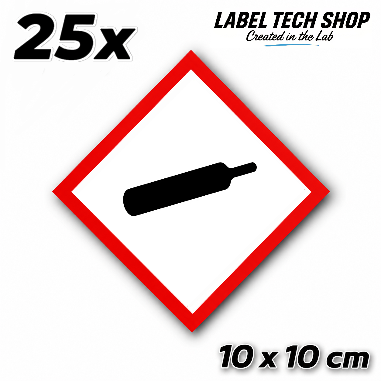 GHS04 Gases under pressure sticker Gas Cylinder Sticker Hazardous material symbol Compressed gas Dangerous goods Chemistry Lab label according to CLP / GHS Occupational safety