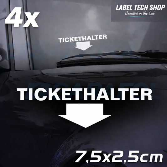 4x Tickethalter Aufkleber innenklebend – Strafzettel/Parkschein 7,5×2,5 cm