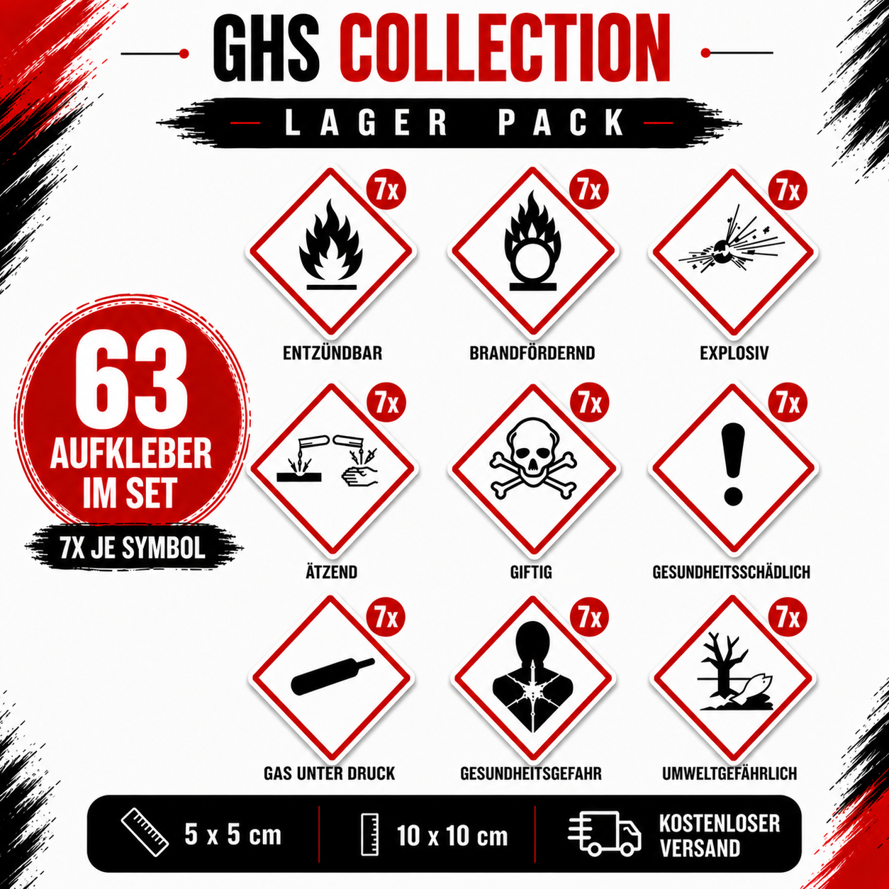 GHS Hazard Label Sticker Set | GHS Hazard Label Sticker Set – All 9 GHS Symbols | All 9 GHS Symbols