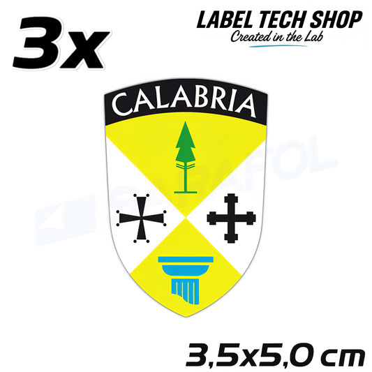 3x Kalabrien Aufkleber Calabria Adesivo Calabre Sticker Flagge Wappen 3,5x5,0cm (018)