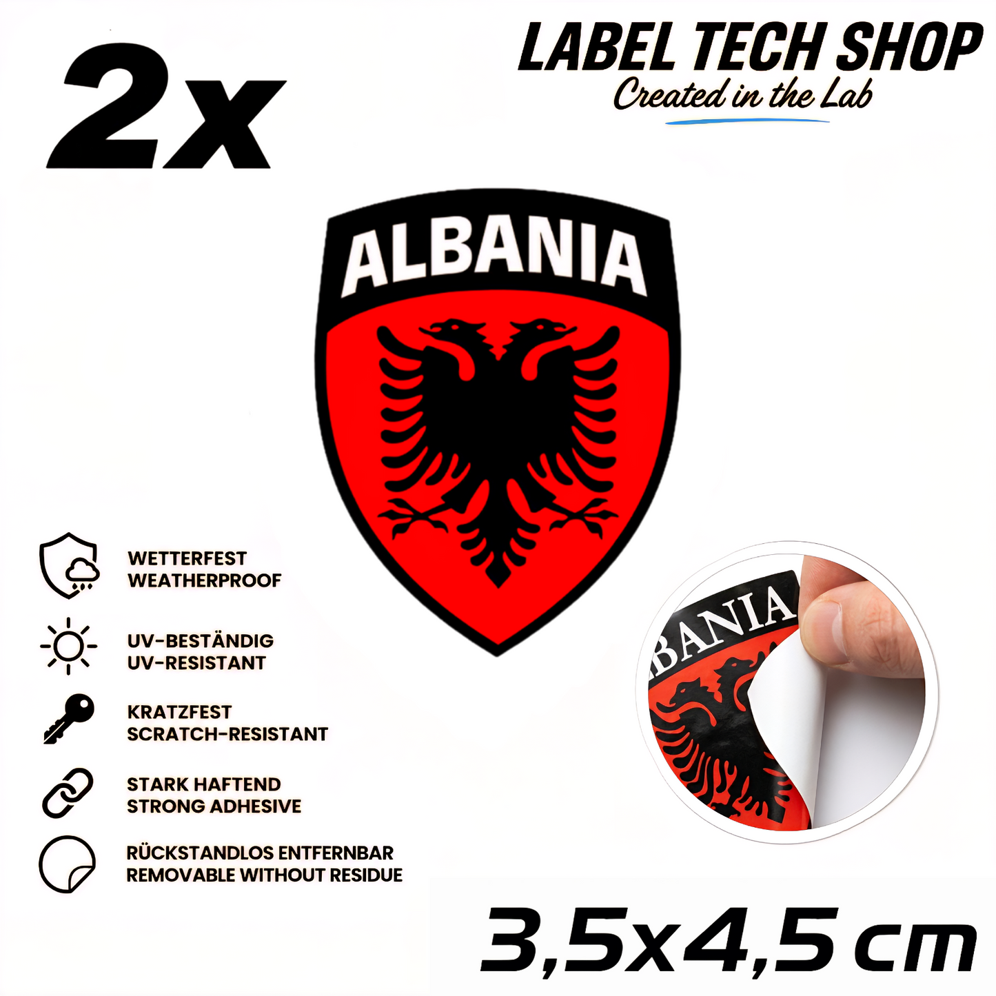 🇦🇱 Albanien Aufkleber Albania Sticker Shqiperia Adler Wappen Emblem Auto Helm 3,5x4,5cm NR.103