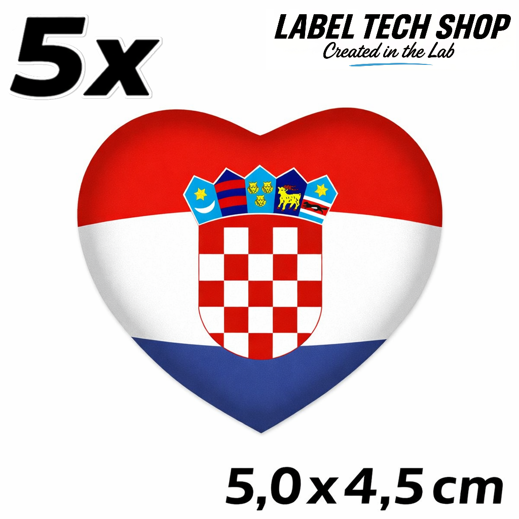 Kroatien Hrvatska Croatia Herz Aufkleber – Croatia Auto Laptop Helm – 5,0 × 4,5 cm (051)