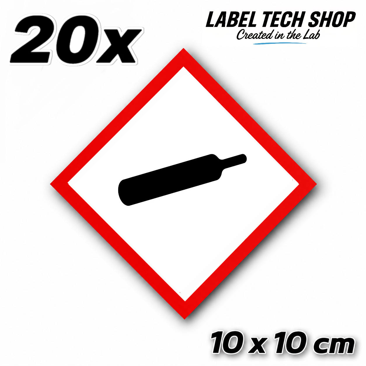 GHS04 Gases under pressure sticker Gas Cylinder Sticker Hazardous material symbol Compressed gas Dangerous goods Chemistry Lab label according to CLP / GHS Occupational safety