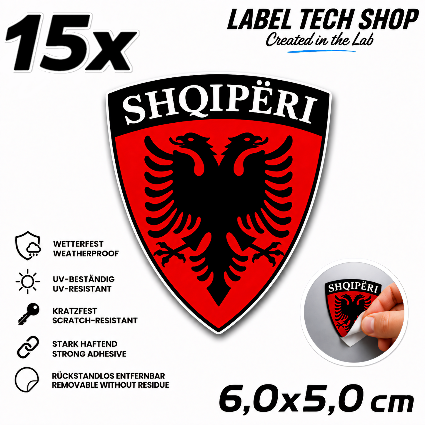 🇦🇱 Albania Sticker Shqiperia Eagle Coat of Arms Emblem Car Helmet 5.0x5.5cm NR.004