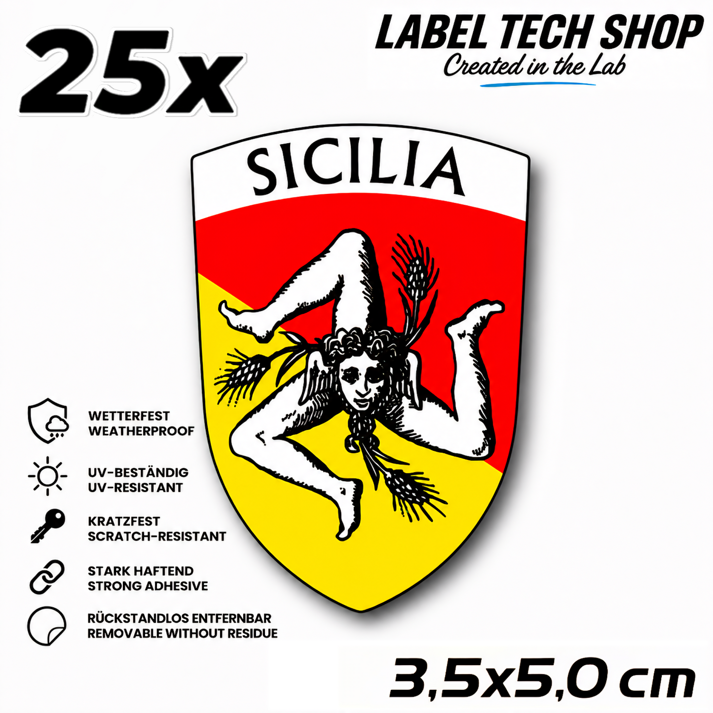 Sizilien Aufkleber Adesivo Siciliano Sicilia Sicily Sticker Flagge Wappen Emblem Auto Helm 3,5x5,0cm NR.017