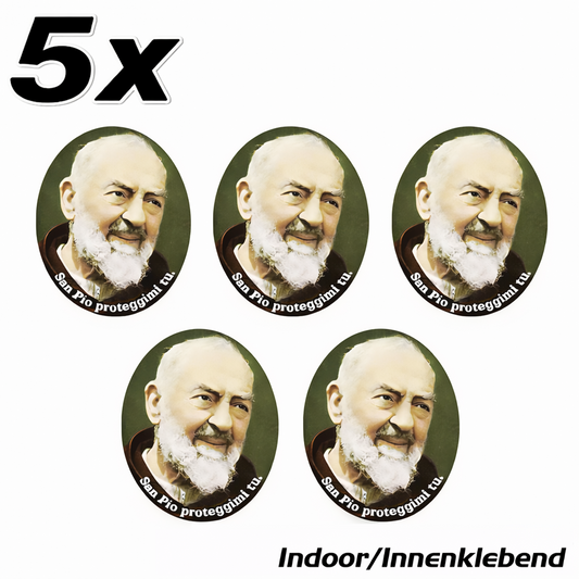 5x Padre Pio Aufkleber Adesivo Innenklebend Indoor Sticker Catholic 4,5x5,0 cm (028)