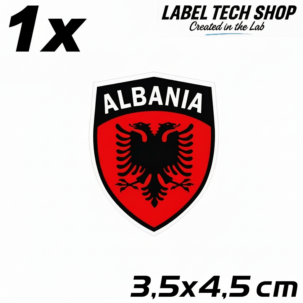 1x Albanien Aufkleber Klein Shqipëria Shqiponja  – Albania Flagge Emblem Wappen Sticker 3,5x4,5cm (108)