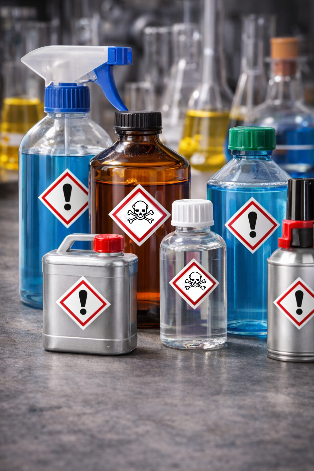 GHS06 Totenkopf Aufkleber  Giftige Chemikalien Toxisch nach CLP Norm Arbeitssicherheit