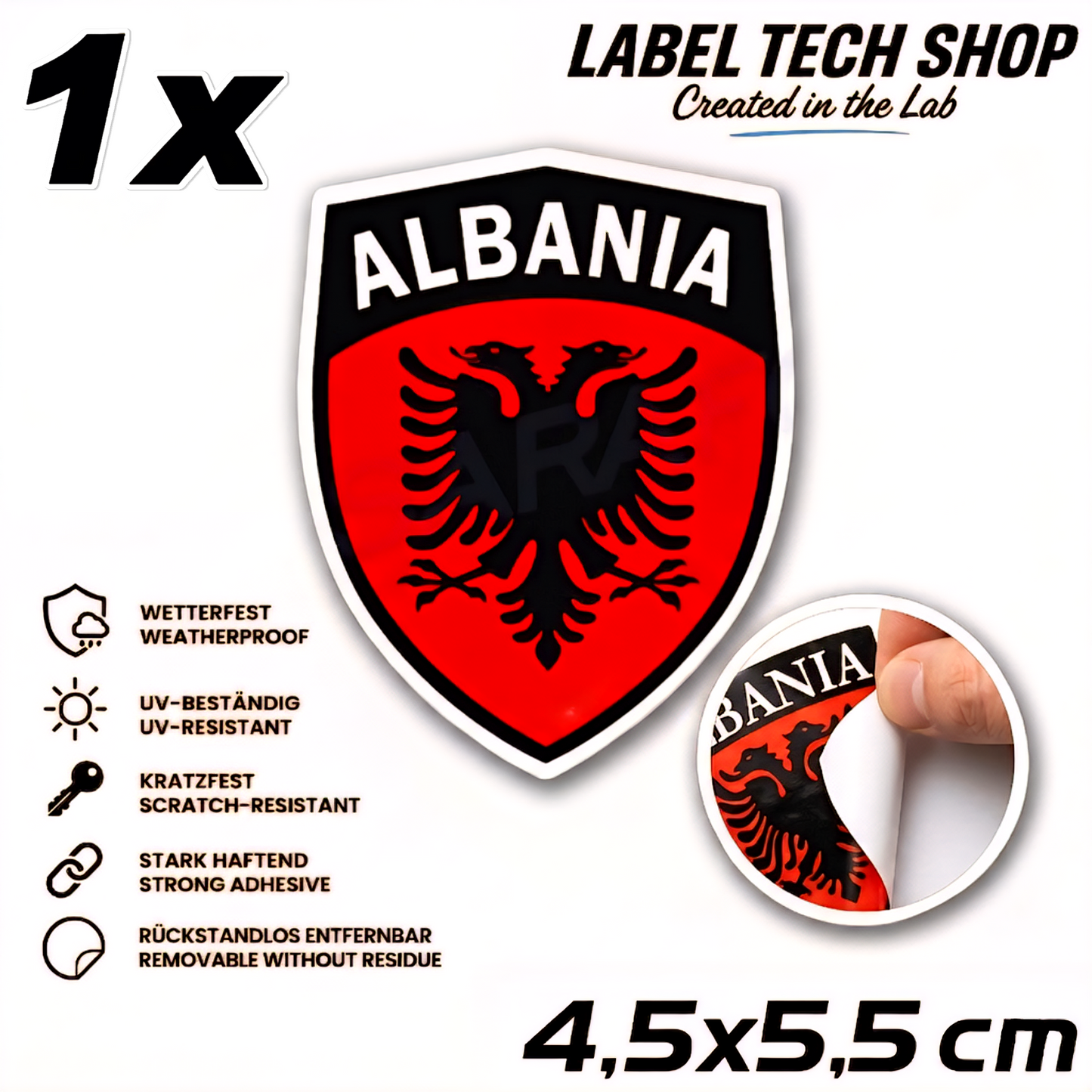 🇦🇱 Albanien Aufkleber Albania Sticker Shqiperia Adler Wappen Emblem Auto Helm 4,5x5,5cm NR.105