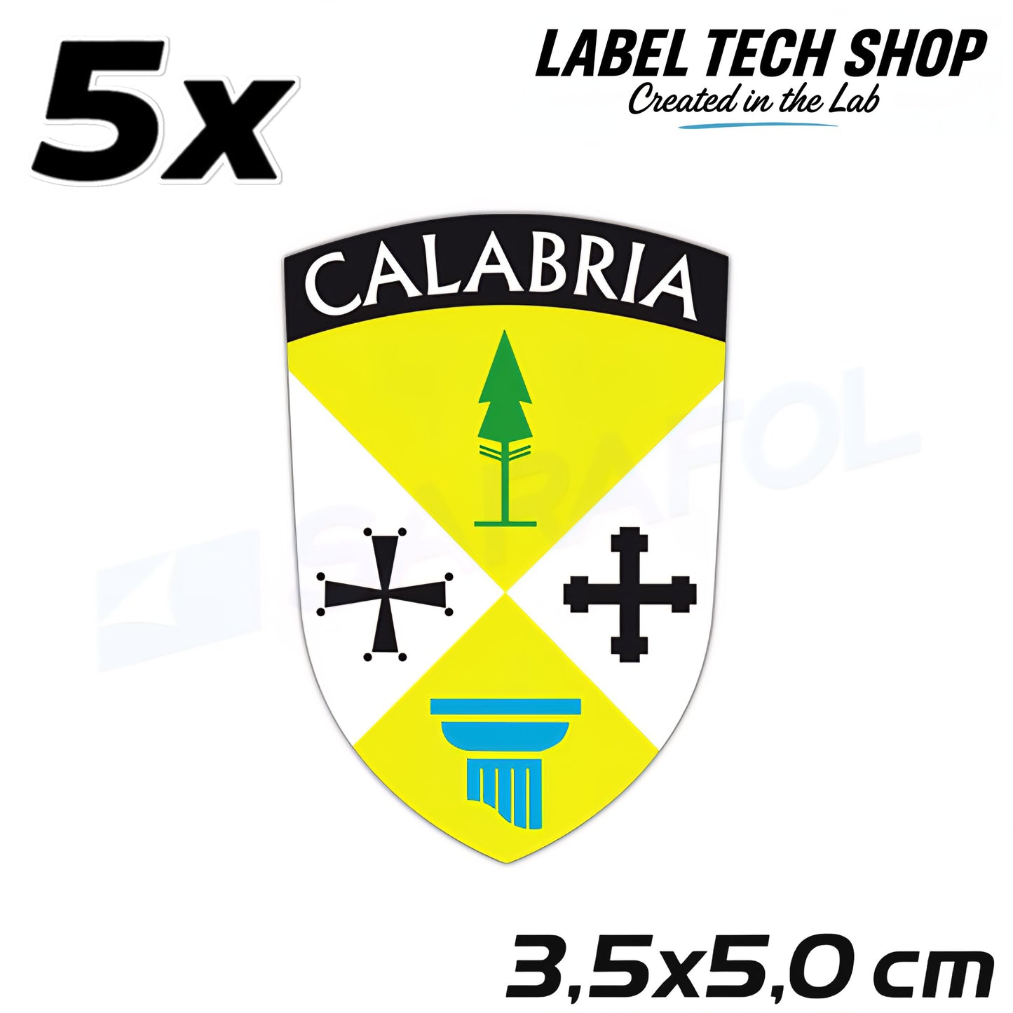 5x Kalabrien Aufkleber Calabria Adesivo Calabre Sticker Flagge Wappen 3,5x5,0cm (018)
