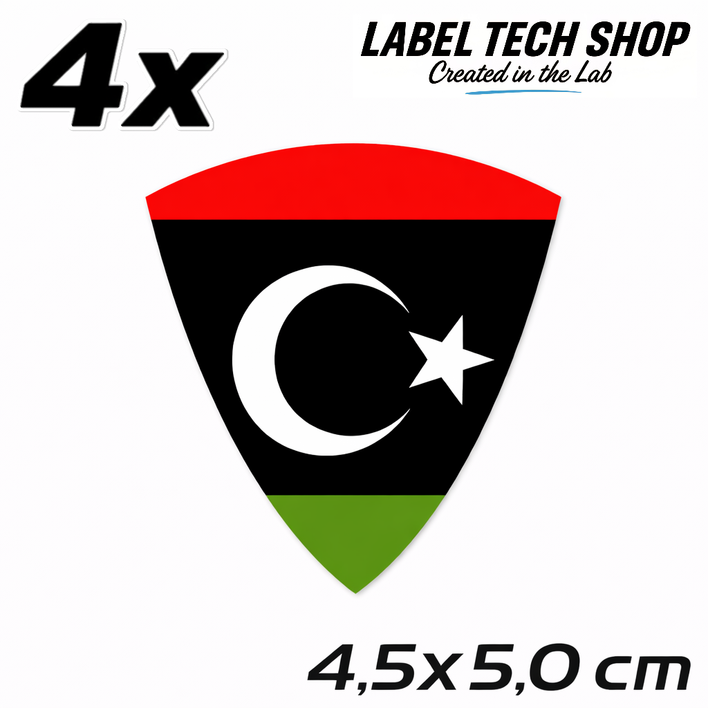 Libyen Libya ليبيا Aufkleber Sticker ملصق – Flag Flagge Wappen Emblem – Auto Laptop Helm Geschenk – 4,5 × 5,0 cm (120)