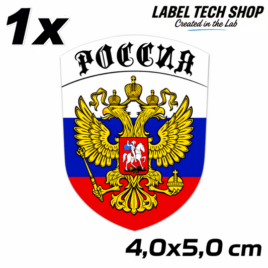 Russland Russia Russland Wappen Aufkleber – Россия Emblem Sticker – 4,0 × 5,0 cm (014)