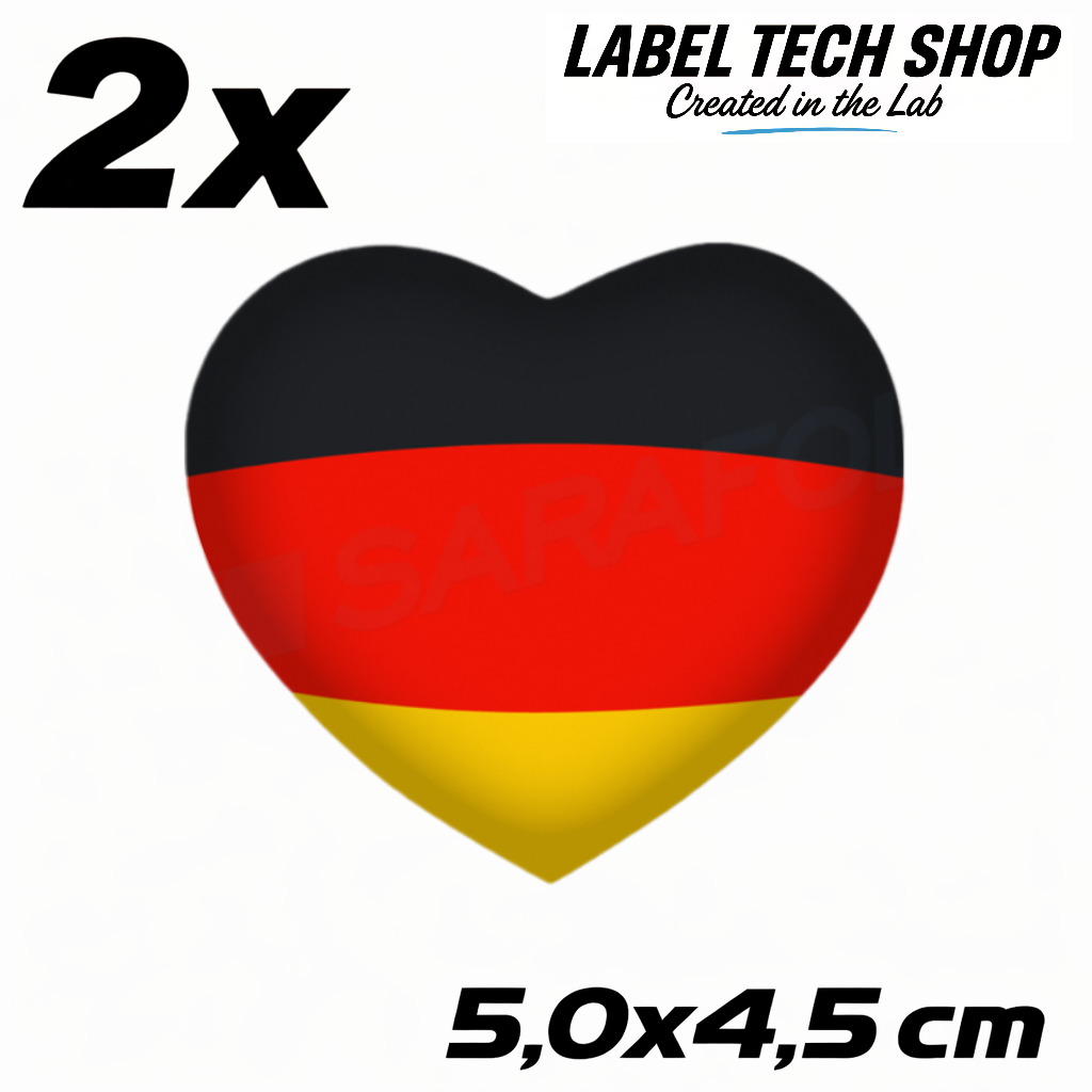 Deutschland Herz Aufkleber (048) – Germany Heart Sticker – Deutschland Flagge Herz – 5,0 × 4,5 cm
