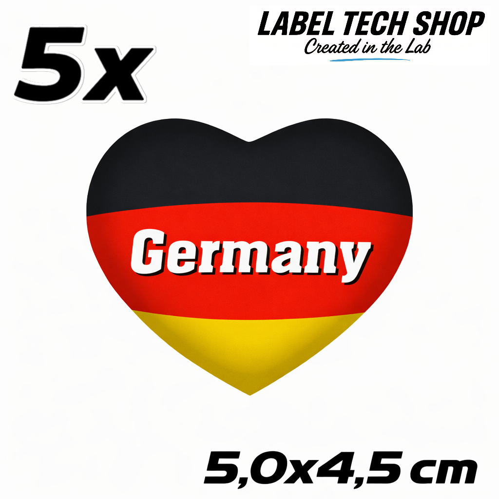 Deutschland Herz Aufkleber (059) – Germany Heart Sticker – Deutschland Flagge – 5,0 × 4,5 cm