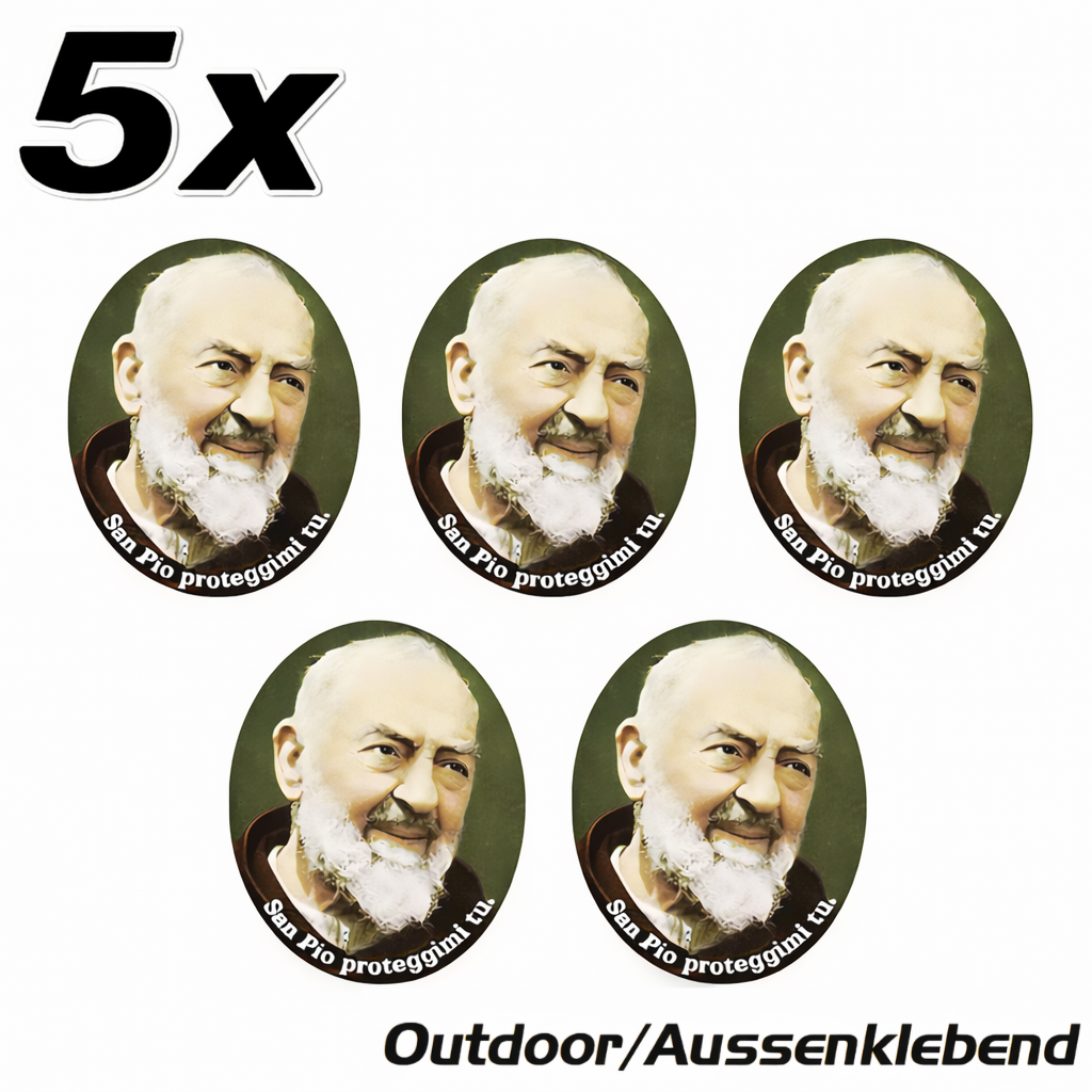 5x Padre Pio Aufkleber Sticker Außenklebend Katholisch Catholic 4,5x5,0 cm (027)