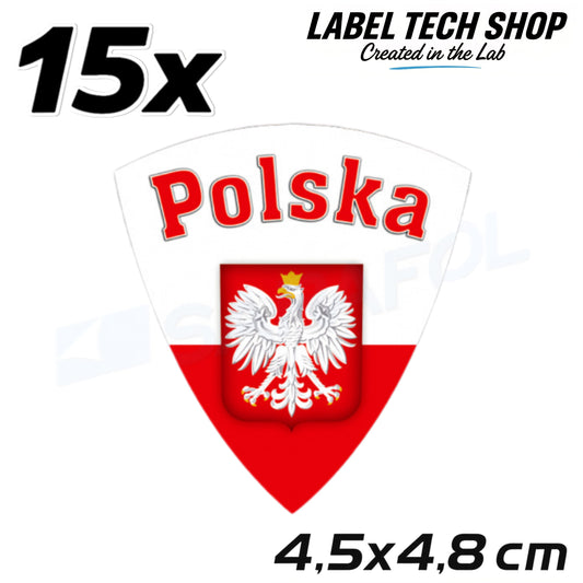 15x Polen Aufkleber 🇮🇩 Polska naklejka Polish Sticker Flagge 4,5x4,8cm 021