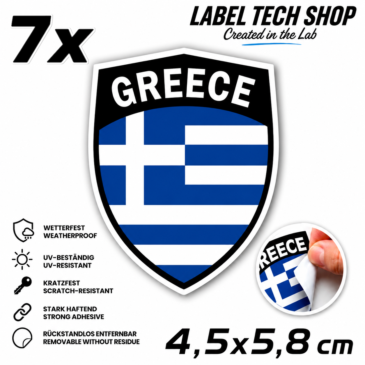 🇬🇷 Greece Sticker Αυτοκόλλητο Ελλάδας Greece Sticker Flag Flagge Wappen Emblem Auto Helm 4.5x5.8cm NO.111