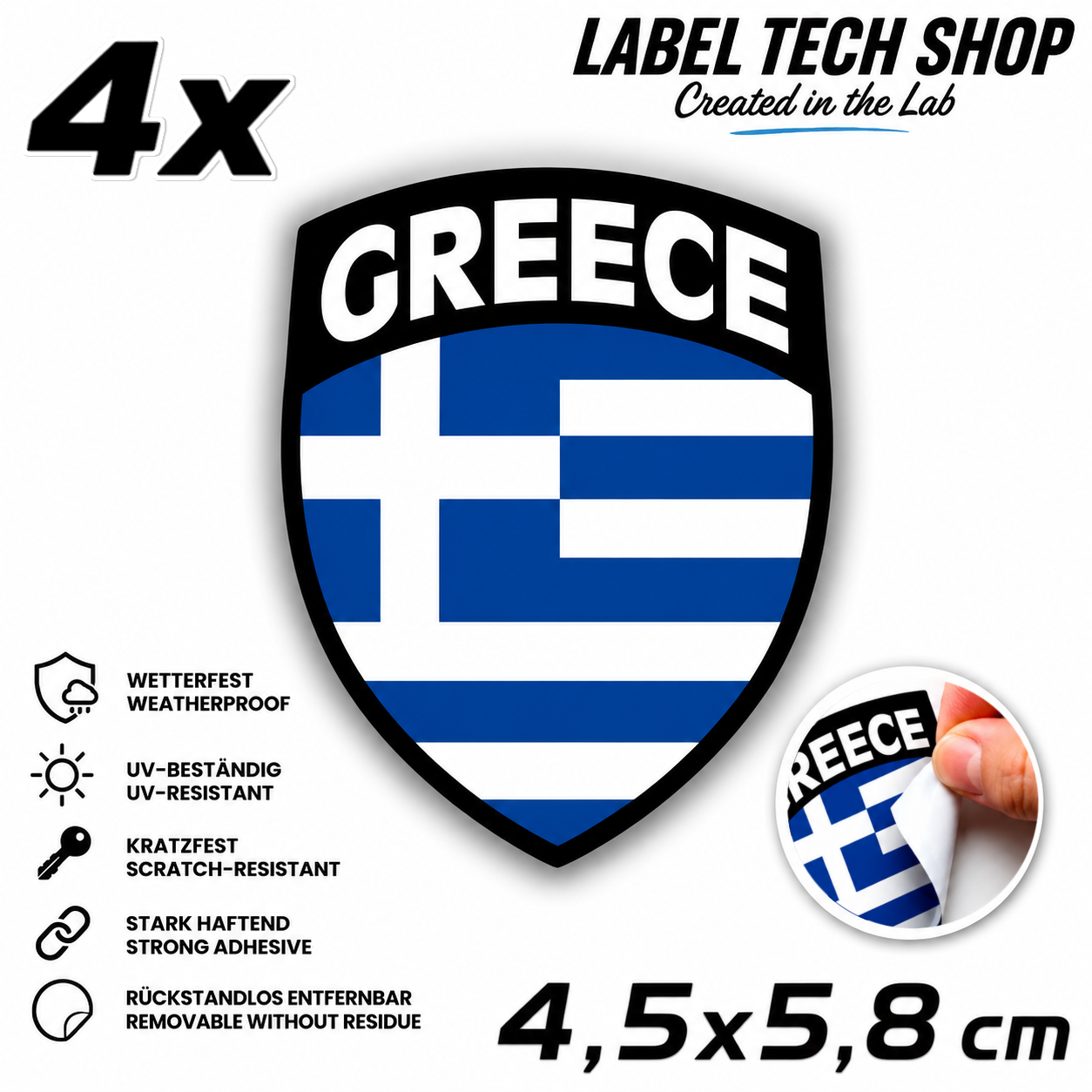 🇬🇷 Griechenland Aufkleber Αυτοκόλλητο Ελλάδας Greece Sticker Flag Emblem Car Helmet 4.5x5.8cm NR.109
