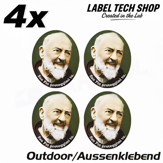 4x Padre Pio Aufkleber Sticker Außenklebend Katholisch Catholic 4,5x5,0 cm (027)