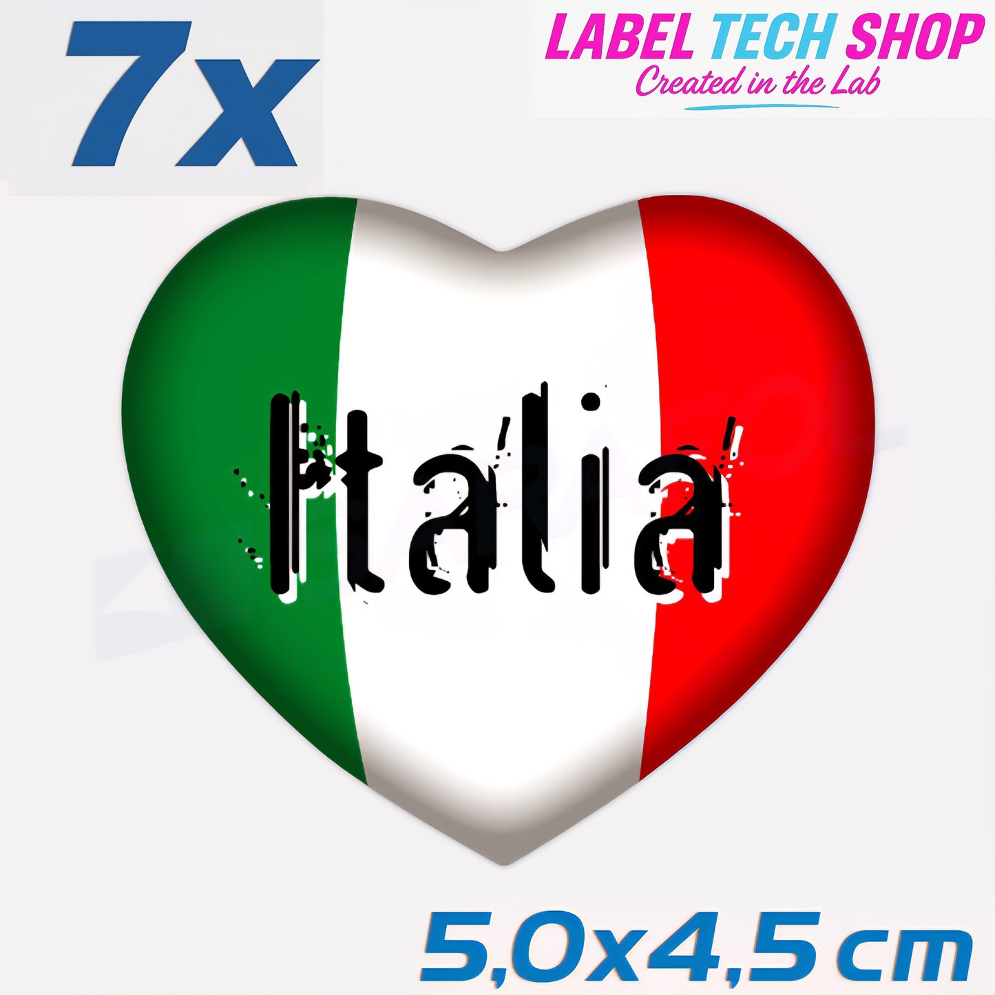 7x Italia/Italien Aufkleber Herz 5×4,5cm Flagge Italien Adesivo Cuore Sticker 060