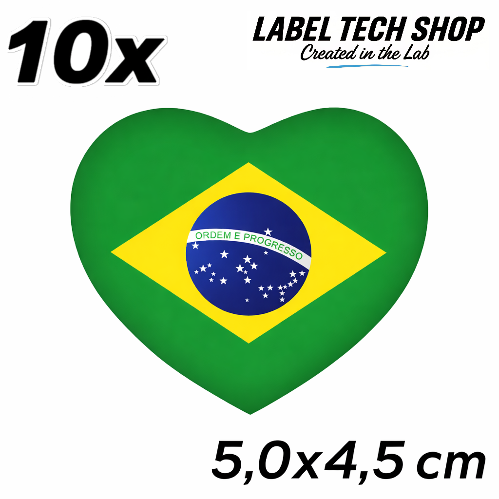Brasilien Brasil Brazil Herz Aufkleber Sticker – Brazil Flag Heart Sticker – Auto Laptop Helm Geschenk – 5,0 × 4,5 cm (058)