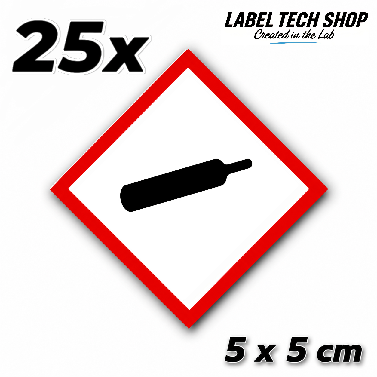 GHS04 Gases under pressure sticker Gas Cylinder Sticker Hazardous material symbol Compressed gas Dangerous goods Chemistry Lab label according to CLP / GHS Occupational safety