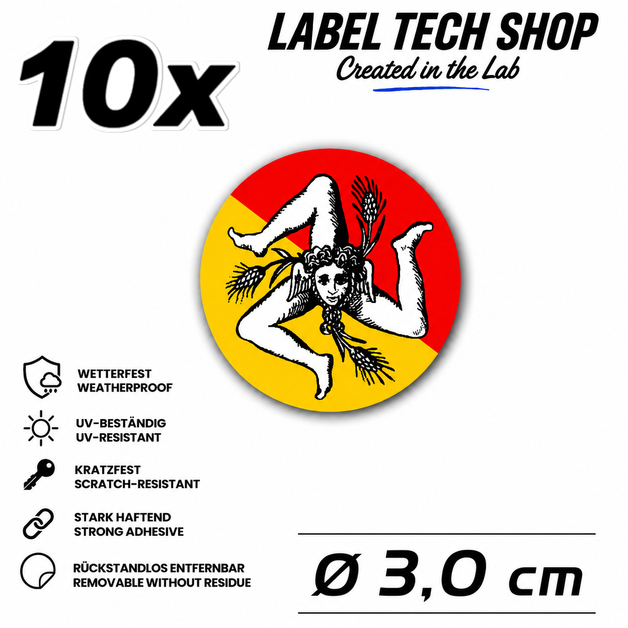 Sizilien Aufkleber Adesivo Siciliano Sicilia Sicily Sticker Flagge Wappen Emblem Auto Helm Ø3cm NR.030