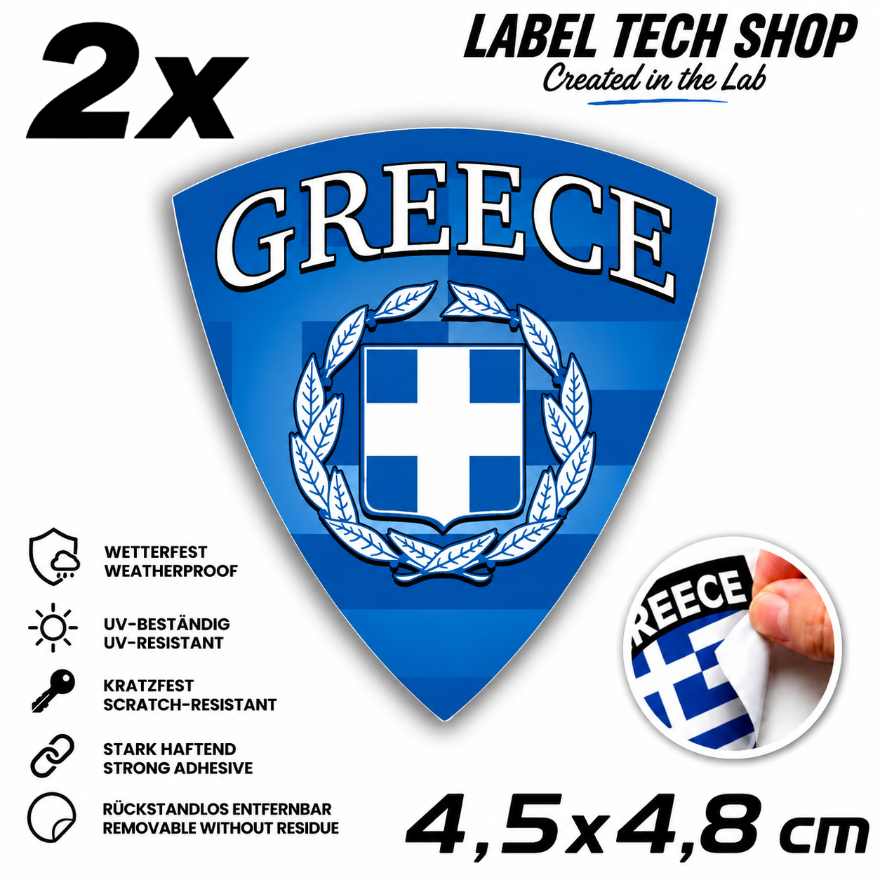 🇬🇷 Greece Sticker Αυτοκόλλητο Ελλάδας Greece Sticker Flag Flagge Wappen Emblem Auto Helm 4,5x4,8cm NR.115
