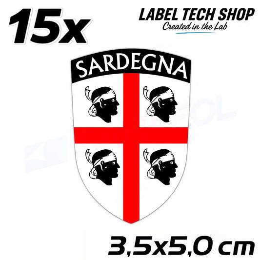 15x Sardinien Aufkleber Sardegna Sardinia Flagge Wappen Sticker 3,5x5,0cm (015)