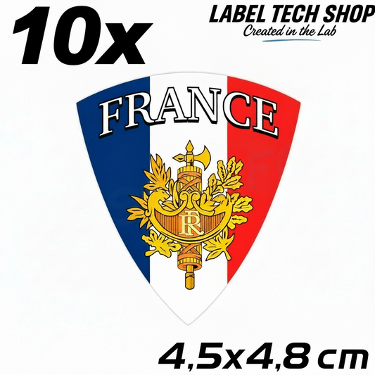 10x Frankreich Aufkleber France Francia Flagge Sticker 4,5x4,8cm (020)