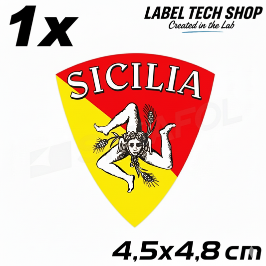 1x Sizilien Aufkleber – Sicilia Sicily Flagge Wappen Sticker 4,5x4,8cm (019)