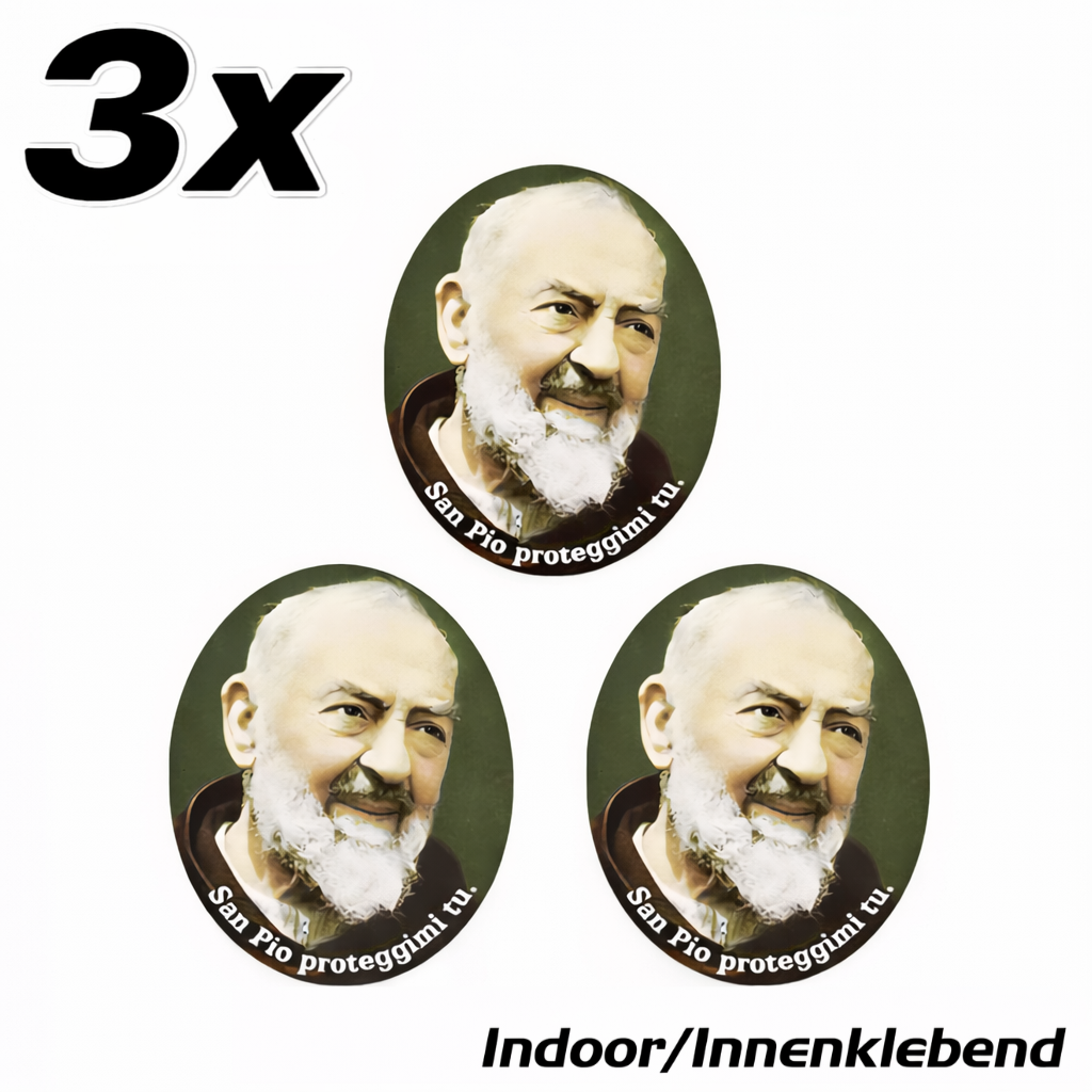 3x Padre Pio Sticker Adhesive Inside-Adhering Indoor Sticker Catholic 4.5x5.0 cm (028)