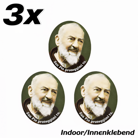 3x Padre Pio Aufkleber Adesivo Innenklebend Indoor Sticker Catholic 4,5x5,0 cm (028)
