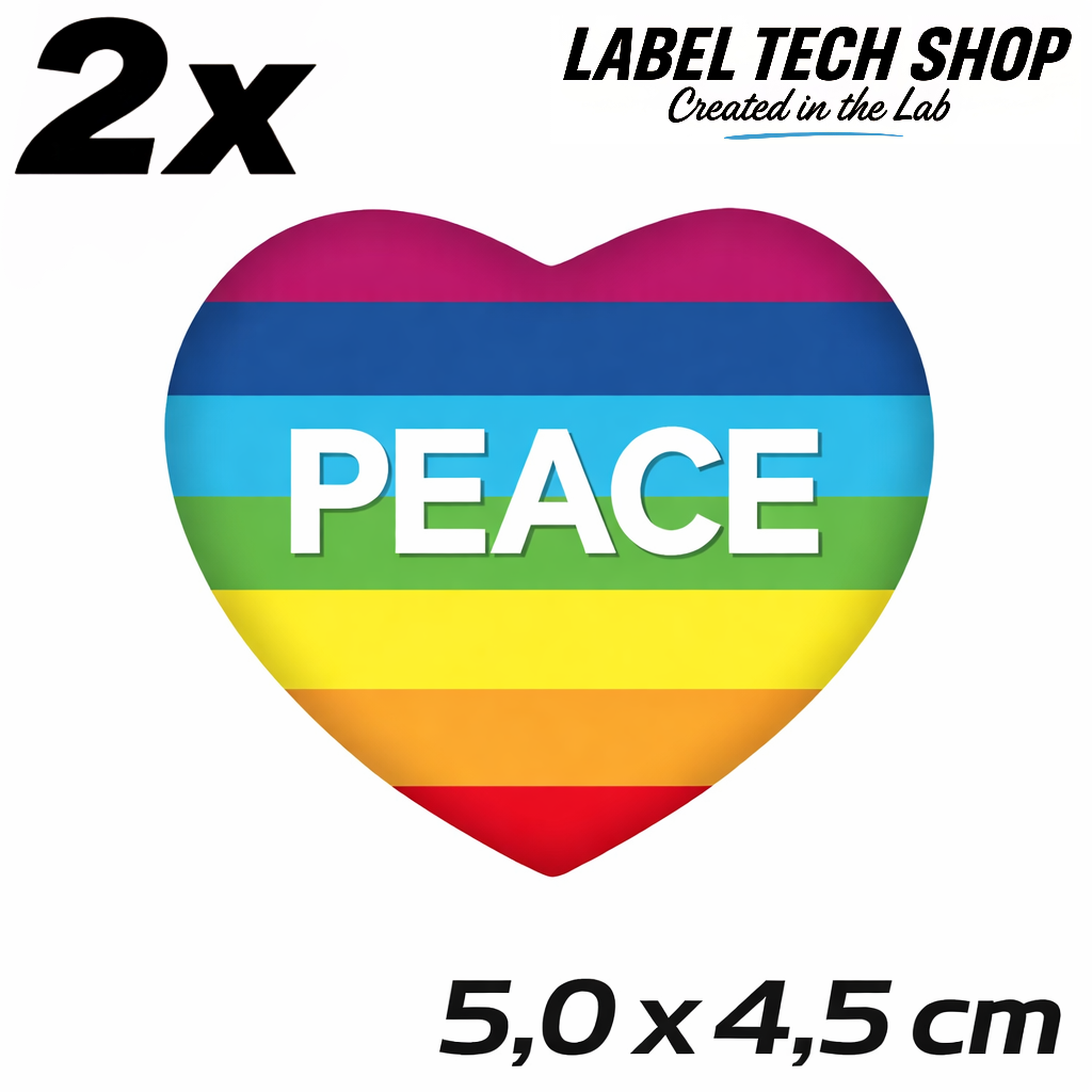 Peace Frieden LGBTQ Herz Aufkleber Sticker – Rainbow Flag Heart LGBTQ Sticker – Auto Laptop Helm – 5,0 × 4,5 cm (055)