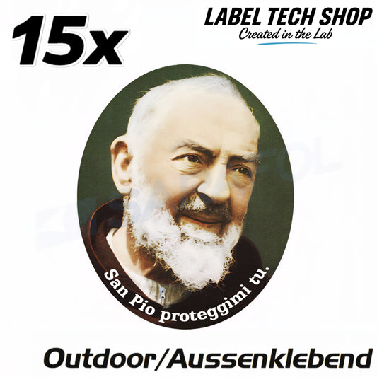 15x Padre Pio Aufkleber Sticker Außenklebend Katholisch Catholic 4,5x5,0 cm (027)