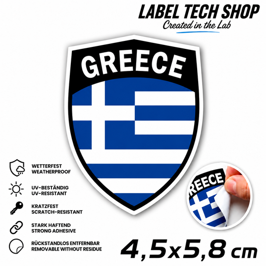 🇬🇷 Greece Sticker Αυτοκόλλητο Ελλάδας Greece Sticker Flag Flagge Wappen Emblem Auto Helm 4.5x5.8cm NO.111