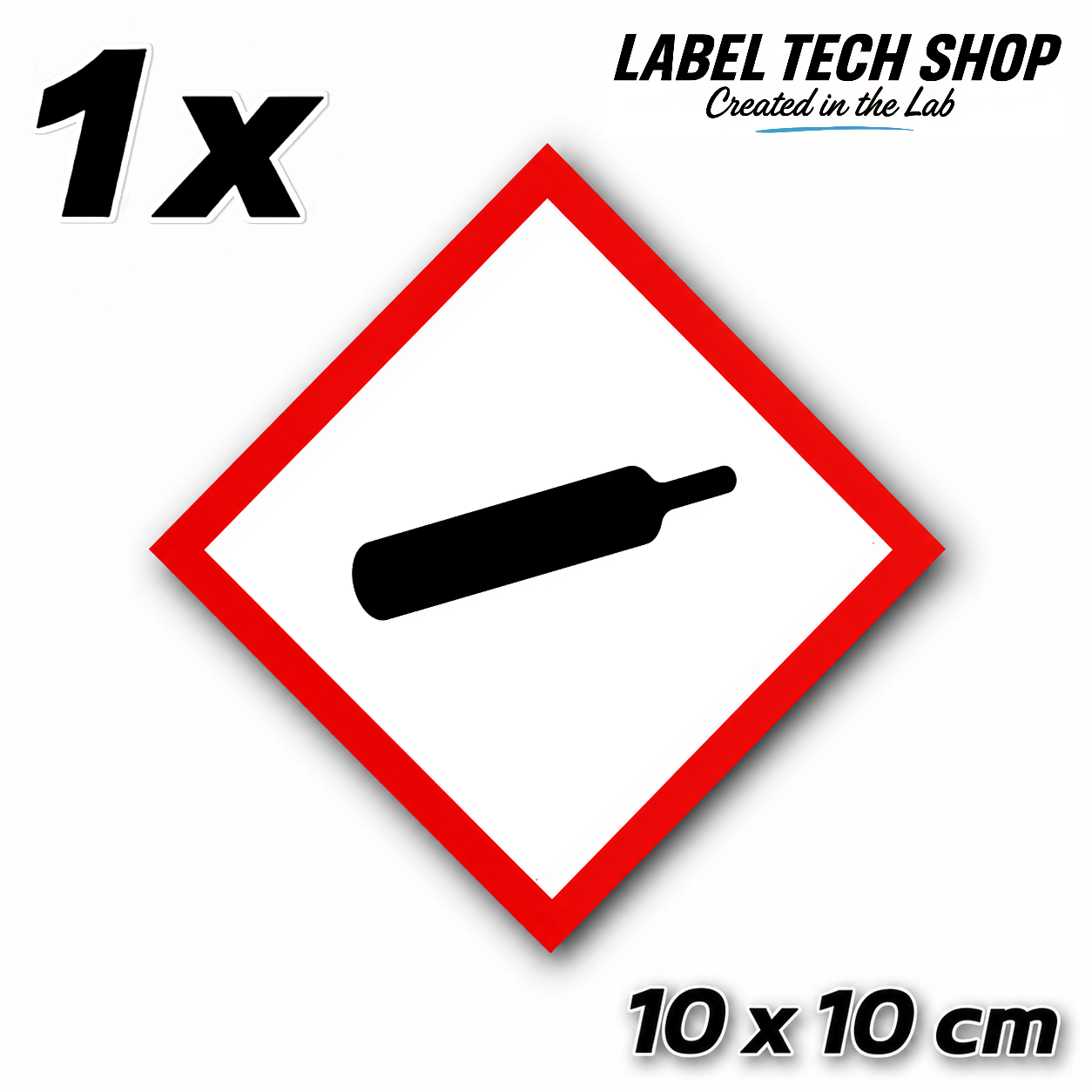 GHS04 Gases under pressure sticker Gas Cylinder Sticker Hazardous material symbol Compressed gas Dangerous goods Chemistry Lab label according to CLP / GHS Occupational safety