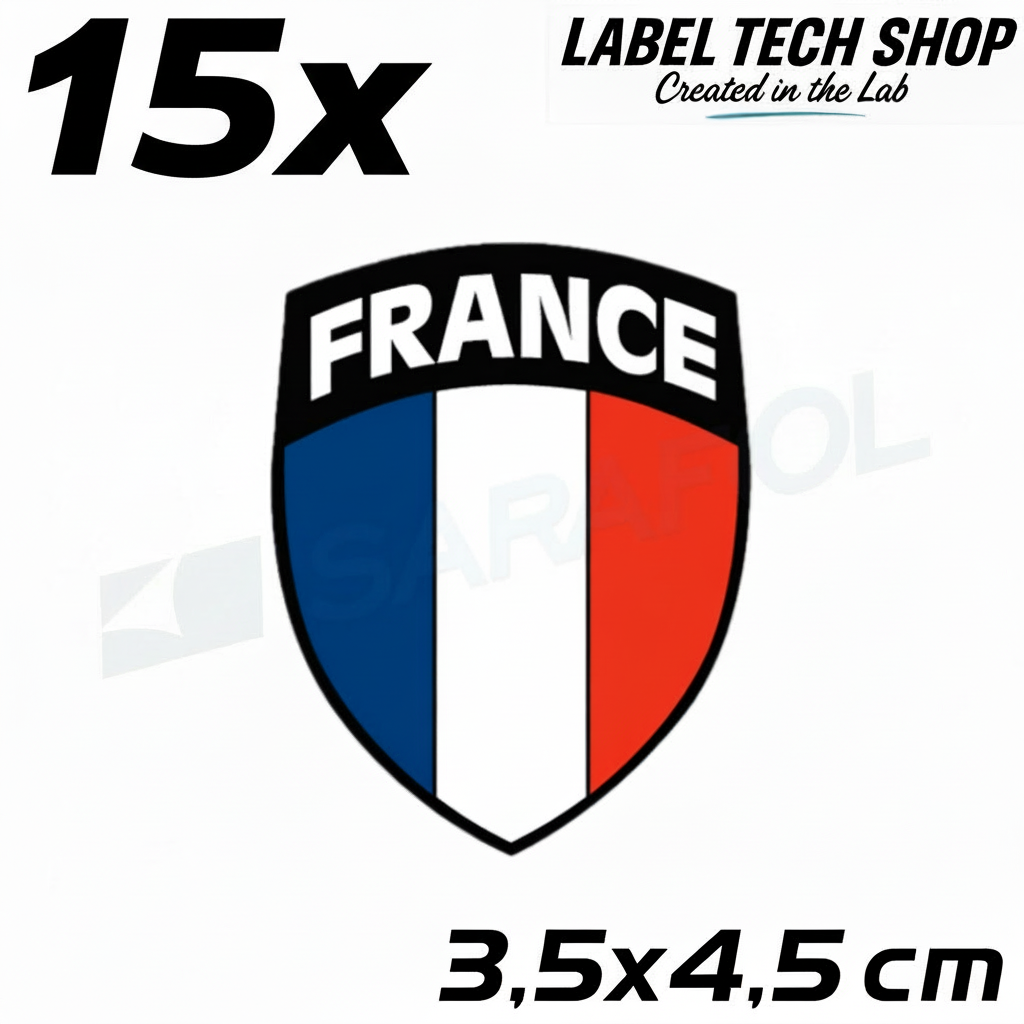 15x France Stickers France Flag Sticker 3.5x4.5cm (042)