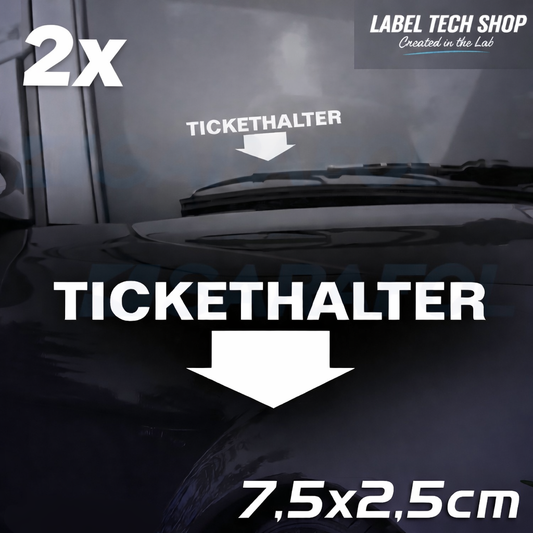 2x Tickethalter Aufkleber innenklebend – Strafzettel/Parkschein 7,5×2,5 cm