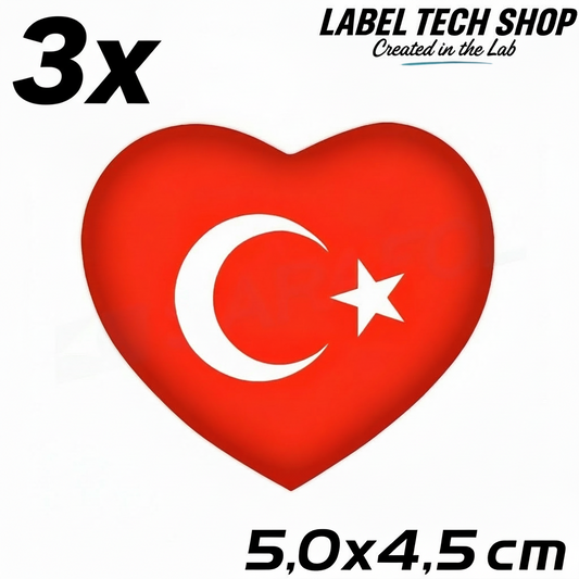 3x Türkei Aufkleber Türkiye Turkey Bayrak Flagge Herz Sticker 5,0x4,5cm (044)