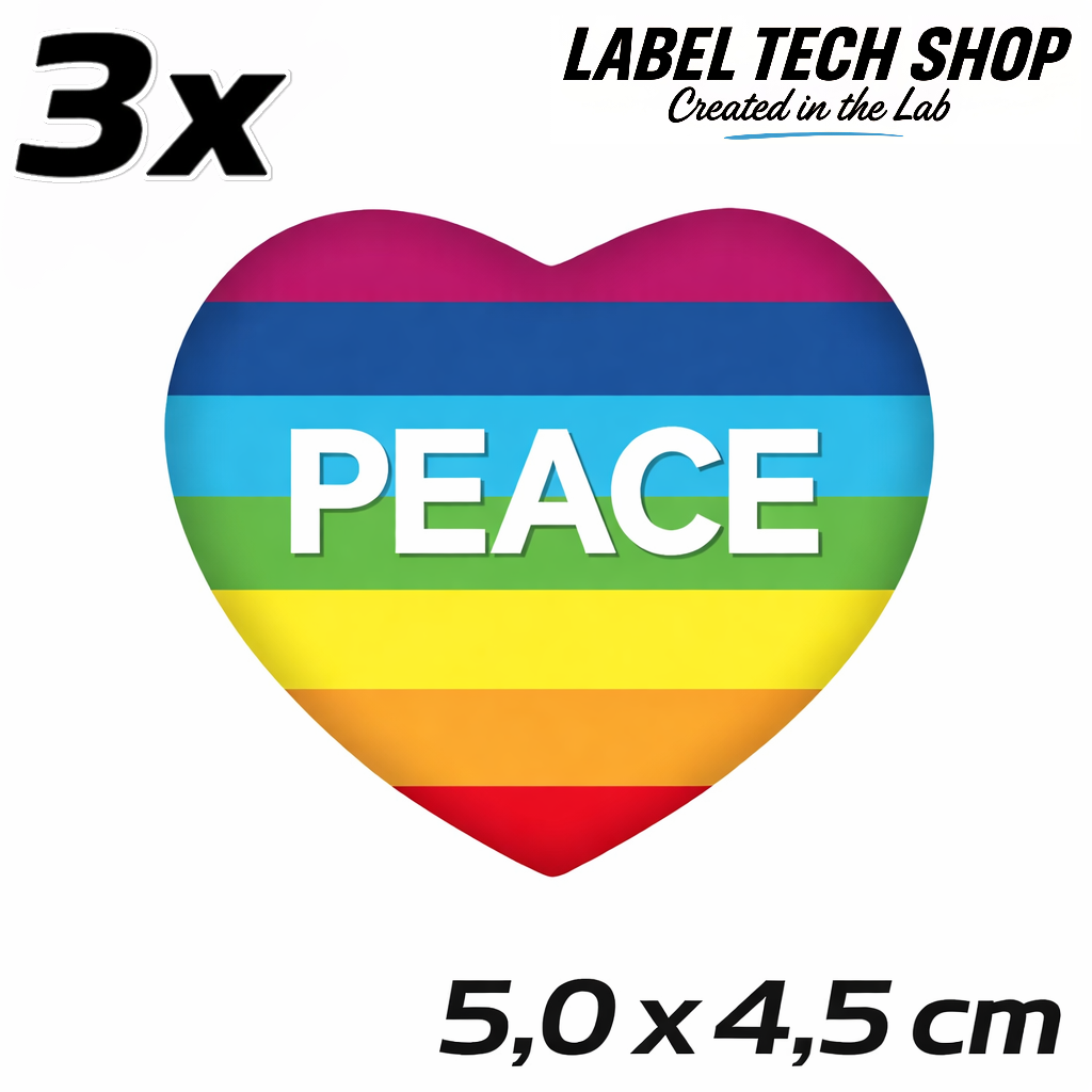 Peace Frieden LGBTQ Herz Aufkleber Sticker – Rainbow Flag Heart LGBTQ Sticker – Auto Laptop Helm – 5,0 × 4,5 cm (055)