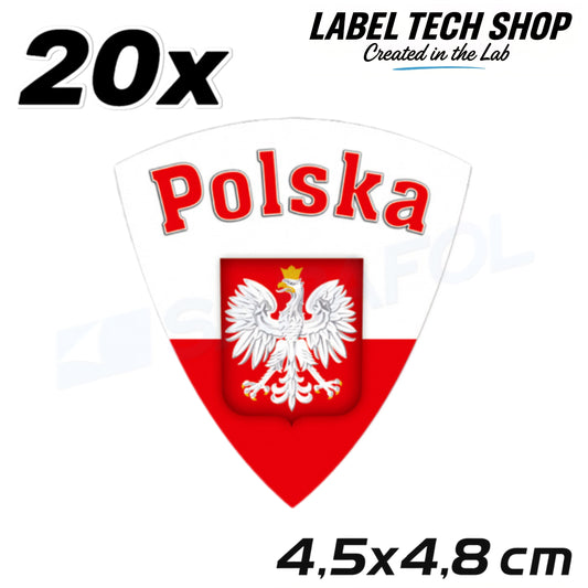 20x Polen Aufkleber 🇮🇩 Polska naklejka Polish Sticker Flagge 4,5x4,8cm 021