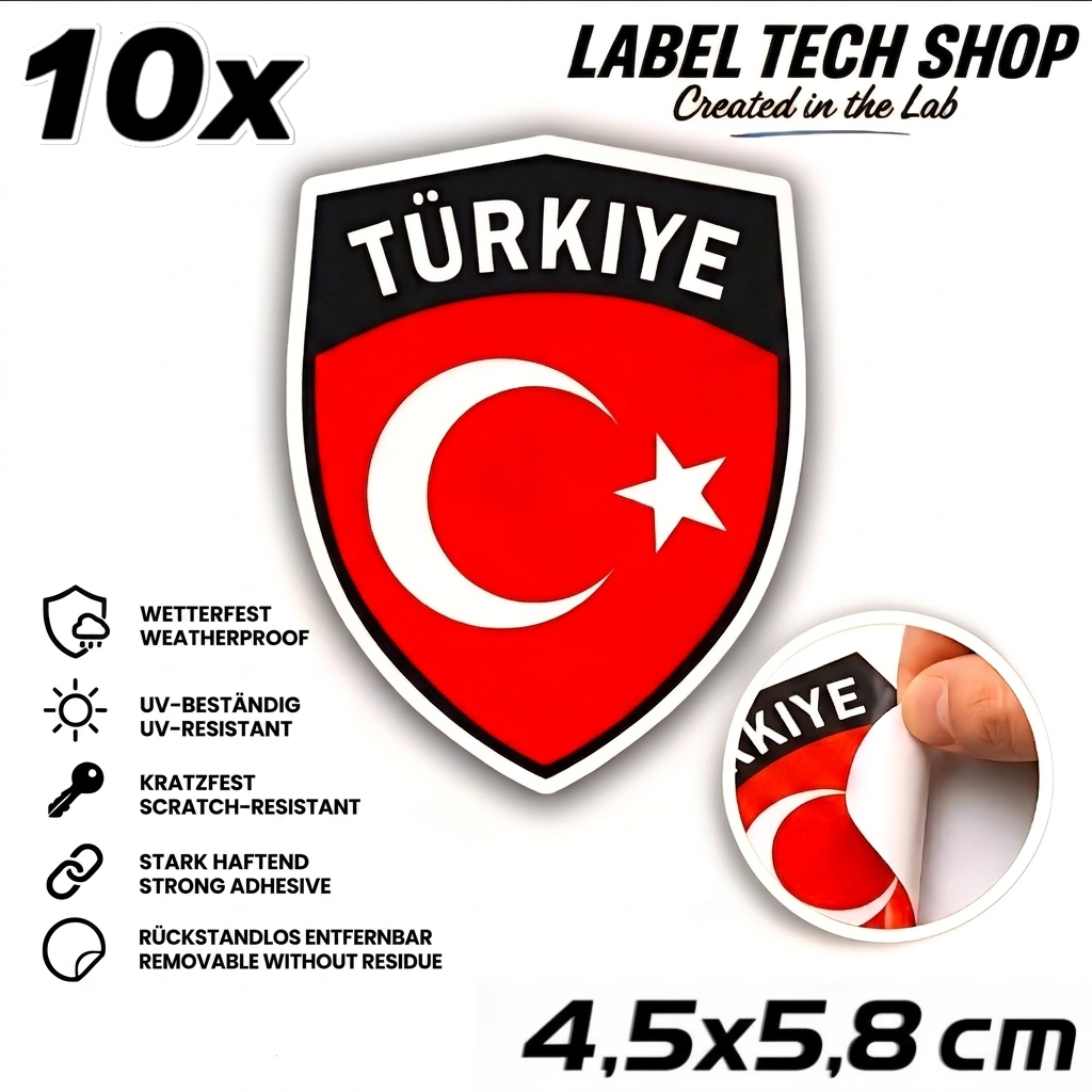 🇹🇷 Türkei Wappen Aufkleber Turkey Sticker Türkiye Çıkartma Wappen Auto Helm Motorrad 4,5x5,8cm NR.101