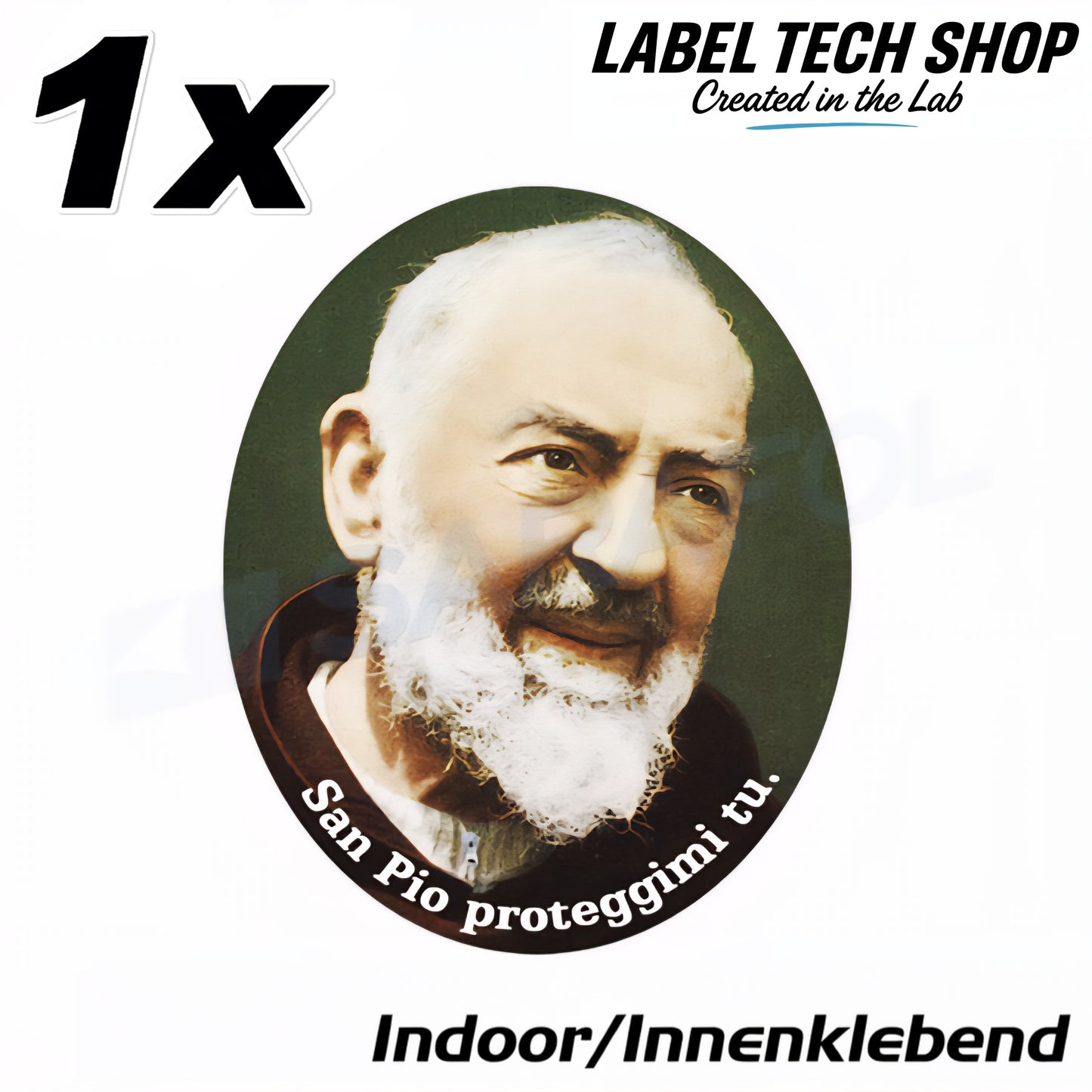 1x Padre Pio Aufkleber Adesivo Innenklebend Indoor Sticker Catholic 4,5x5,0 cm (028)