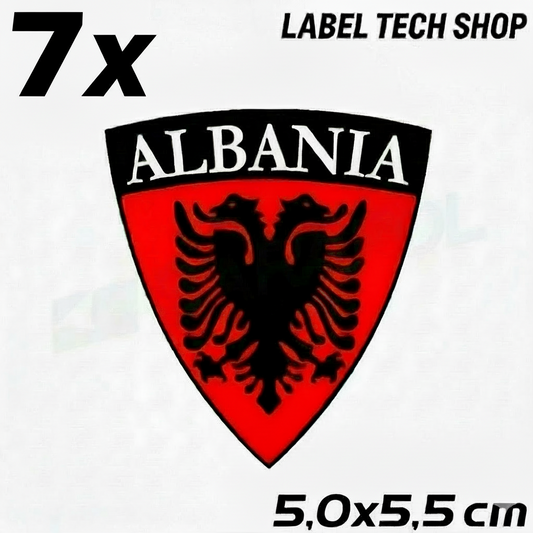 7x Albania Shqiponja Wappen Sticker – Albanien Flagge Emblem Aufkleber 5,0x5,5cm (004)