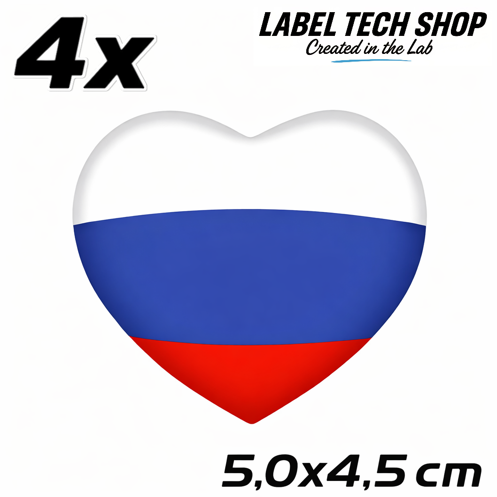 Russland Russia Россия Herz Aufkleber – Russia Flag Heart Sticker – Auto Laptop Helm 5,0 × 4,5 cm (047)