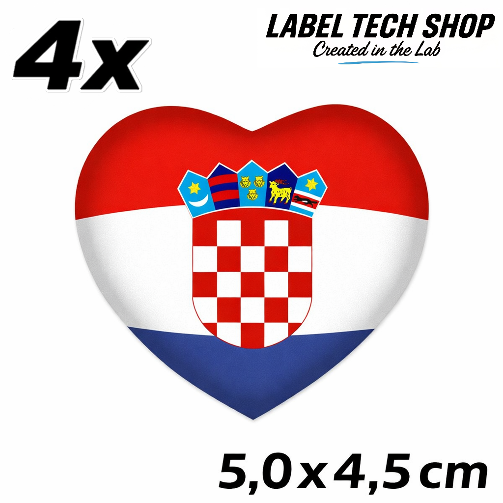 Kroatien Hrvatska Croatia Herz Aufkleber – Croatia Auto Laptop Helm – 5,0 × 4,5 cm (051)